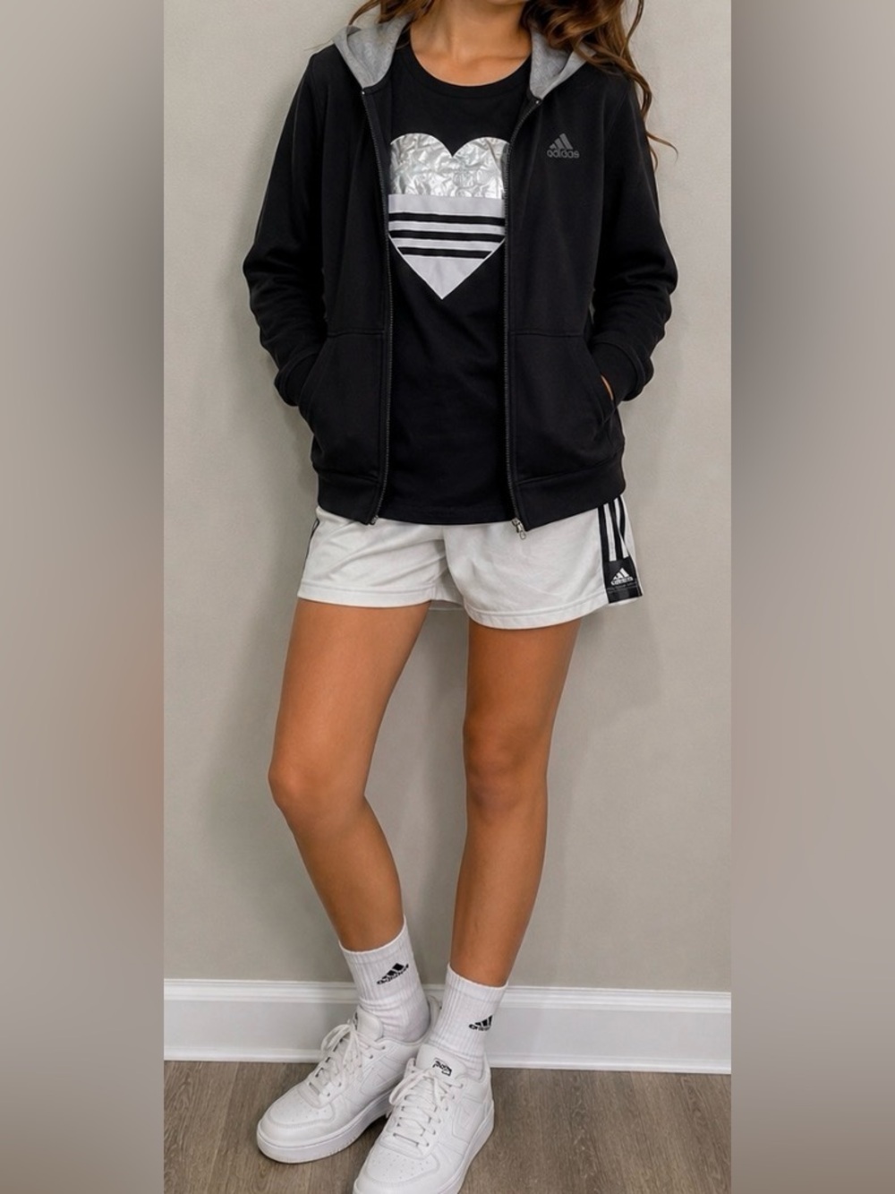 Vintage Adidas Girls Boys Medium Shirt Sweatshirt Basketball Shorts Sport Bundle
